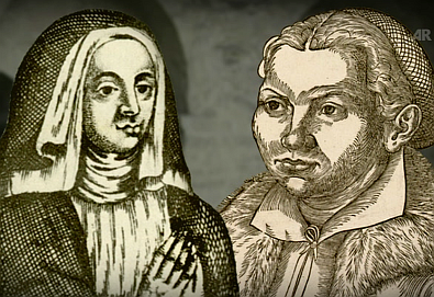 Caritas Pirckheimer, links, und Katharina von Bora