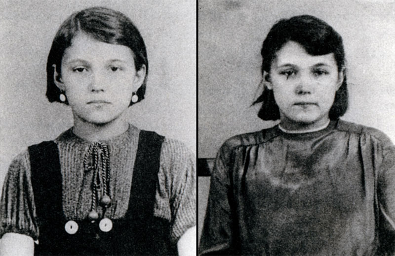 Valentina P., 1942 mit 13 Jahren deportiert in eine Munitionsfabrik in Telgte bei Münster. Rechts ein Foto aus späterer Zeit, das die Zerstörung des Kindes zeigt.